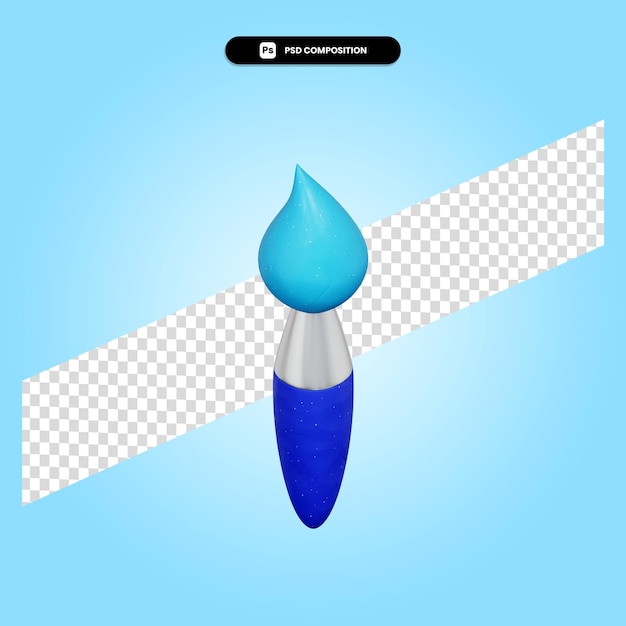 Painting brush 3d render illustration isolated