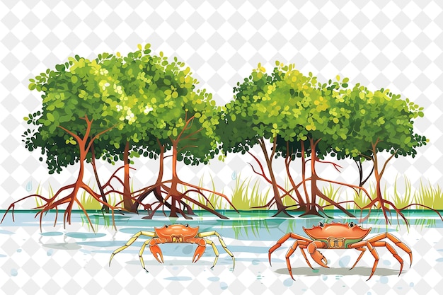 PSD a painting of crabs and trees with the words quot scorpions quot on it