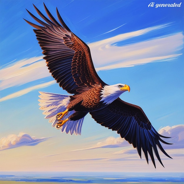 PSD a painting of an eagle with the word eagle on it