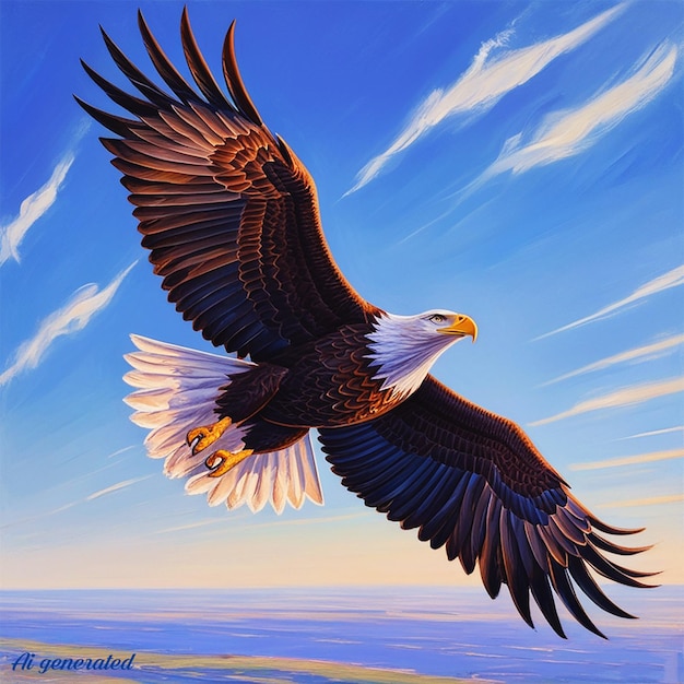 PSD a painting of an eagle with the word eagle on it