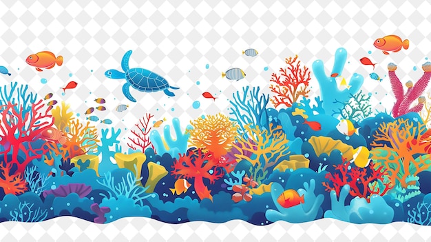 a painting of a fish and coral reef with a turtle swimming under it