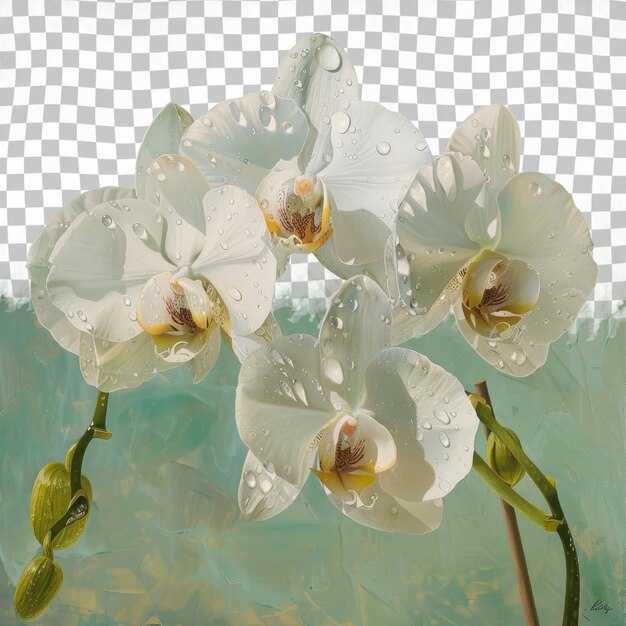 PSD a painting of flowers with a white background with a green background