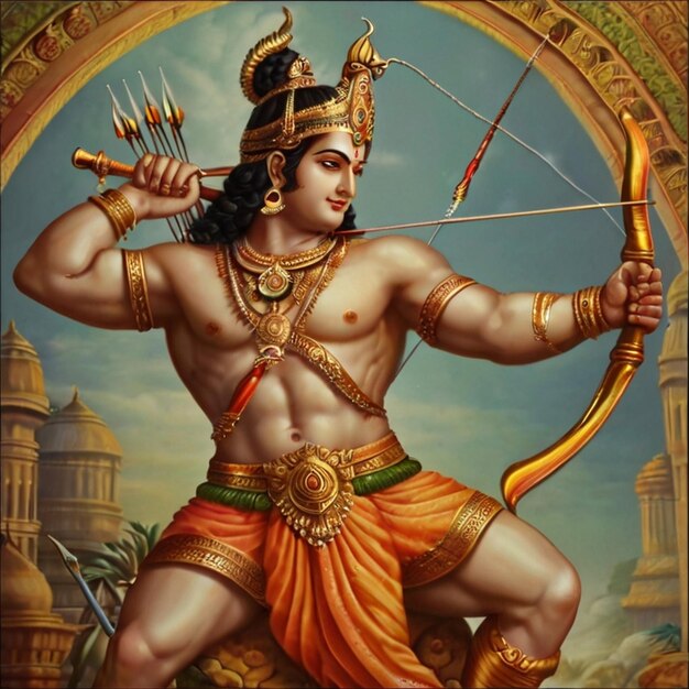 PSD a painting of a god with a bow and arrow