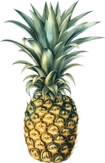 PSD a painting of pineapple with leavesvintage style