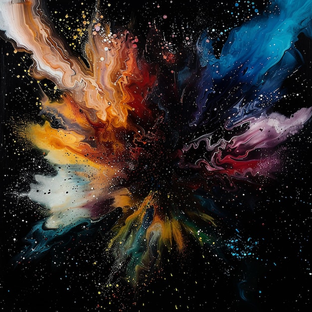 a painting of a rainbow colored smoke with the word fire on it