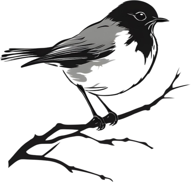 Painting of a Robin bird using the Japanese brushstroke technique