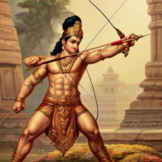 PSD a painting of a warrior with a bow and arrow