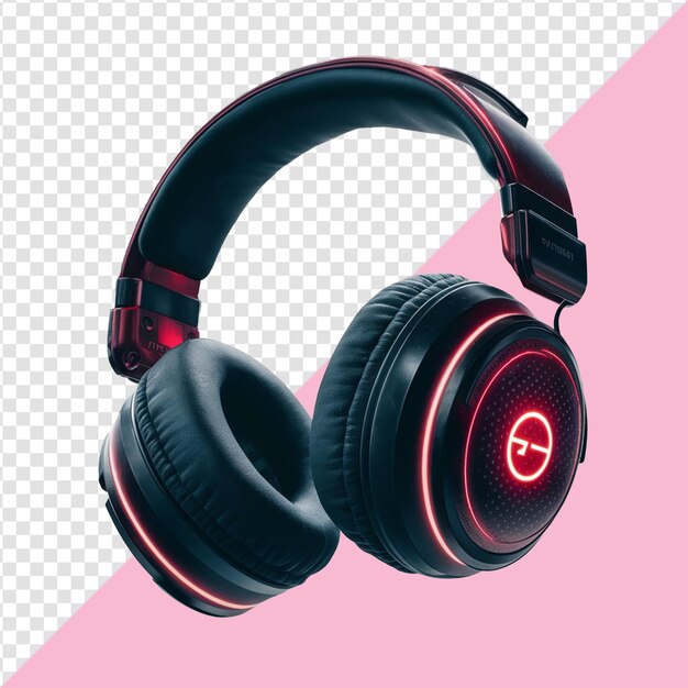 PSD a pair of black headphones with a red logo on the bottom