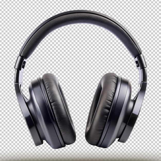 PSD a pair of black headphones with a white background with a silver background