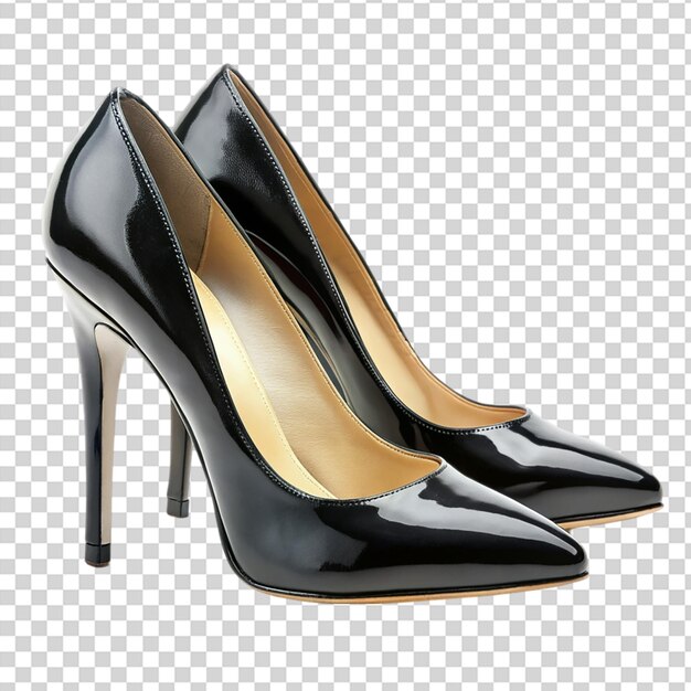 A pair of black high heels on transparent background