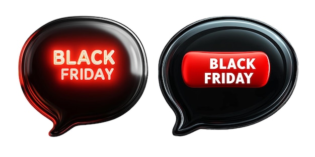 A pair of black speech bubble that say Black Friday