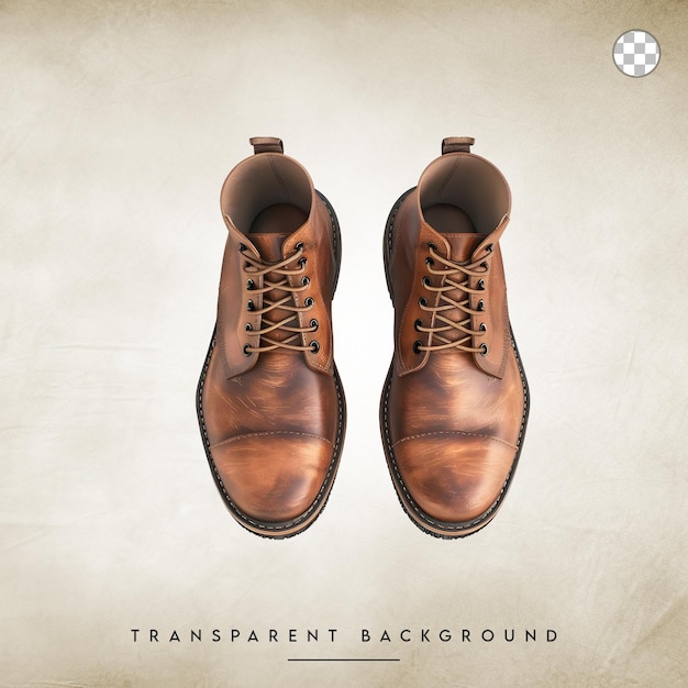 a pair of brown leather boots isolated on transparent background