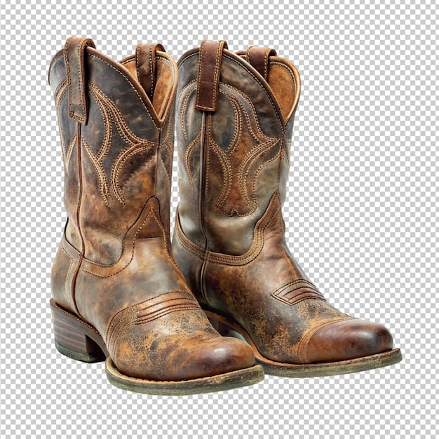 pair of cowboy boots on transparent background