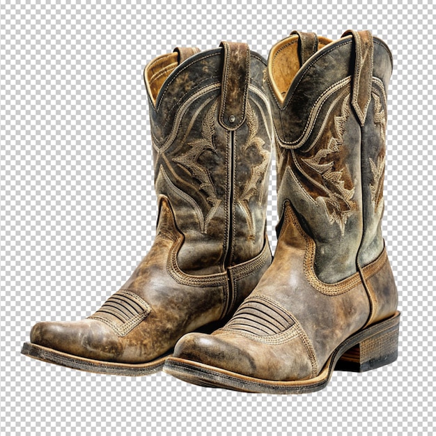 pair of cowboy boots on transparent background