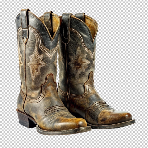 pair of cowboy boots on transparent background