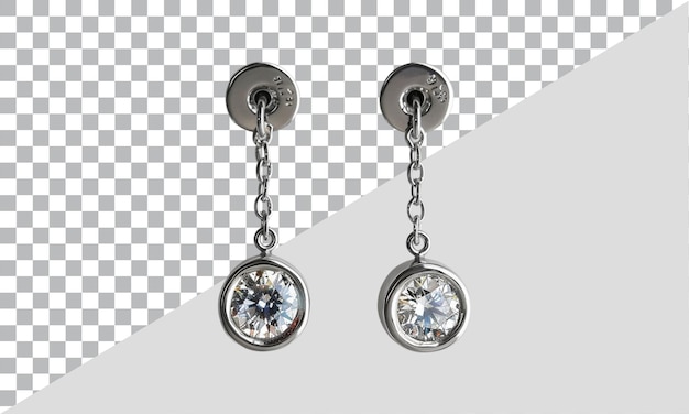 a pair of earrings with diamond earrings on a white background