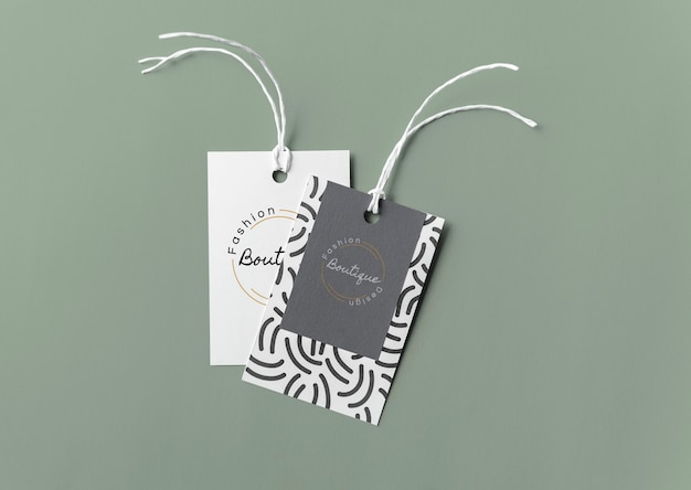 PSD pair of fashion label tag mockups