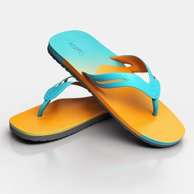 PSD a pair of flip flops with a blue strap that says quot the company quot