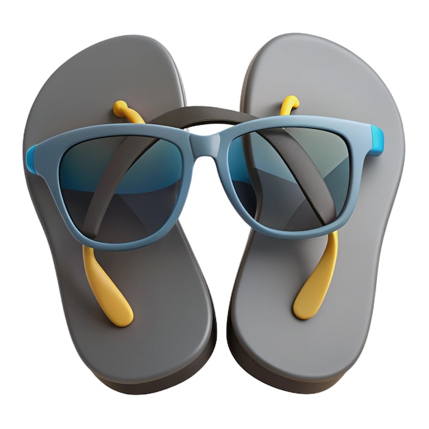 PSD a pair of flip flops with a pair of blue sunglasses