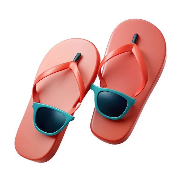 a pair of flip flops with sunglasses on them