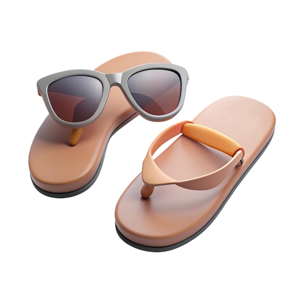 PSD a pair of flip flops with sunglasses on them