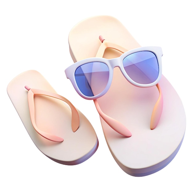 a pair of flip flops with sunglasses on them