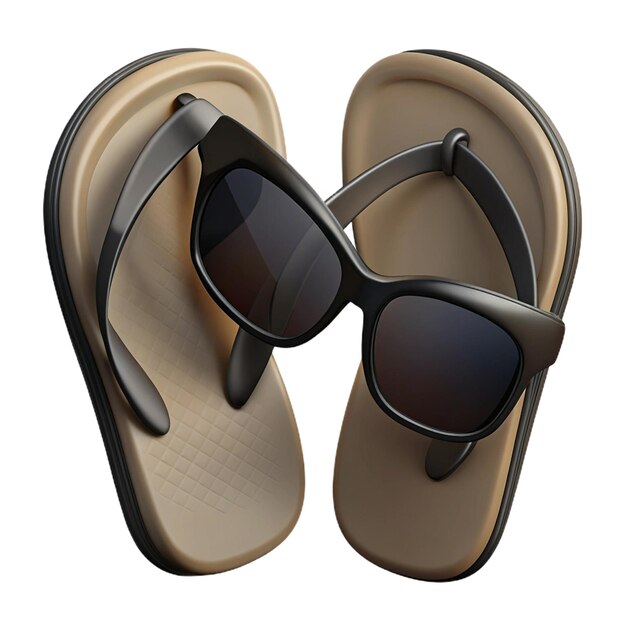 PSD a pair of flip flops with sunglasses on them