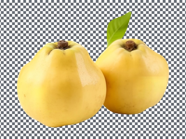 PSD pair of fresh quince fruit isolated on the transparent background