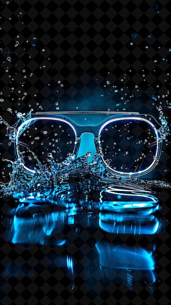 PSD a pair of glasses with a blue light on the bottom of it