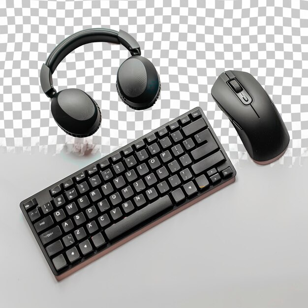 PSD a pair of headphones and a keyboard with the number 2 on it