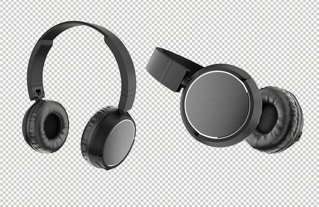 A pair of headphones with a black background.