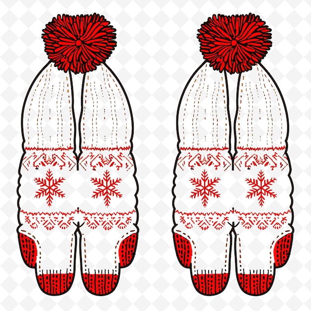 PSD a pair of mittens with a red flower on the top