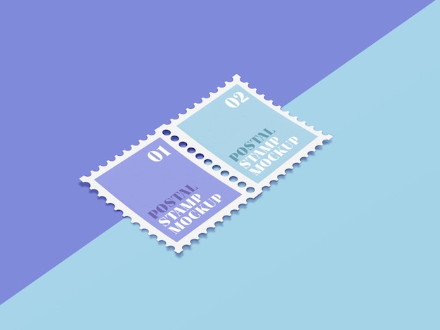 Pair of postage stamps mockup