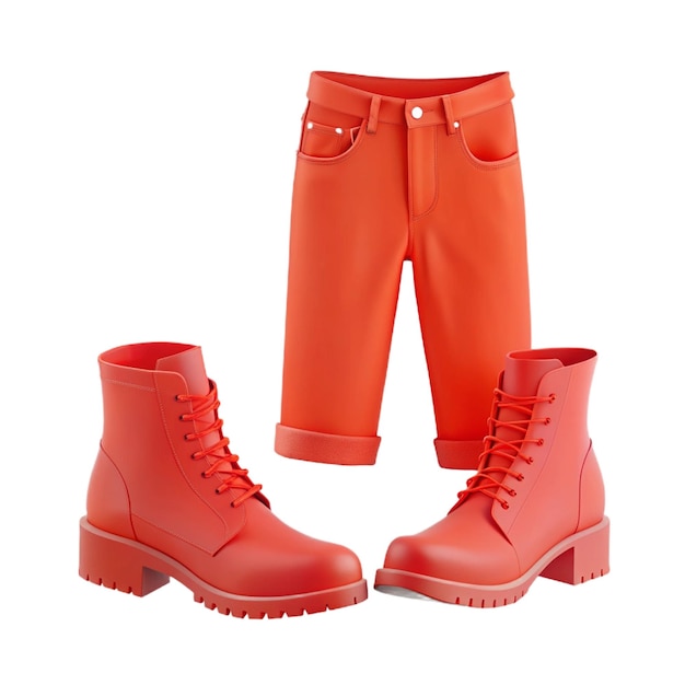 a pair of red boots with a pair of red boots