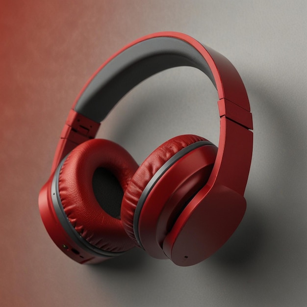 a pair of red headphones with a red background