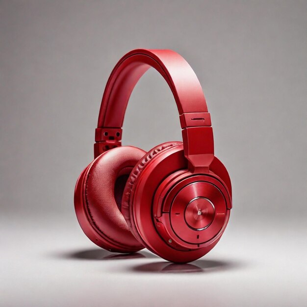 PSD a pair of red headphones with the word quot the quot on the bottom