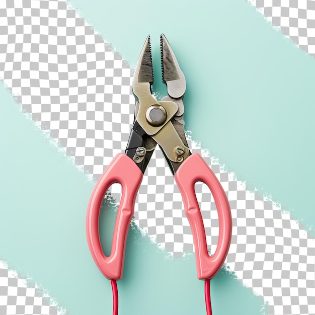 a pair of red scissors with a blue background with a silver handle.