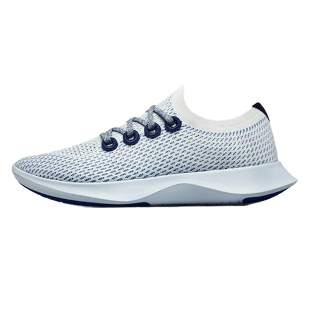 a pair of sneakers with a blue and white shoe on the bottom