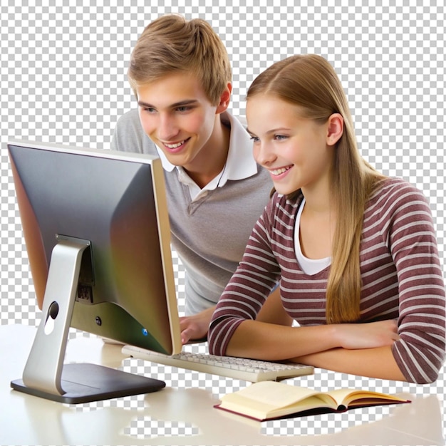 PSD a pair of students studying with a computer