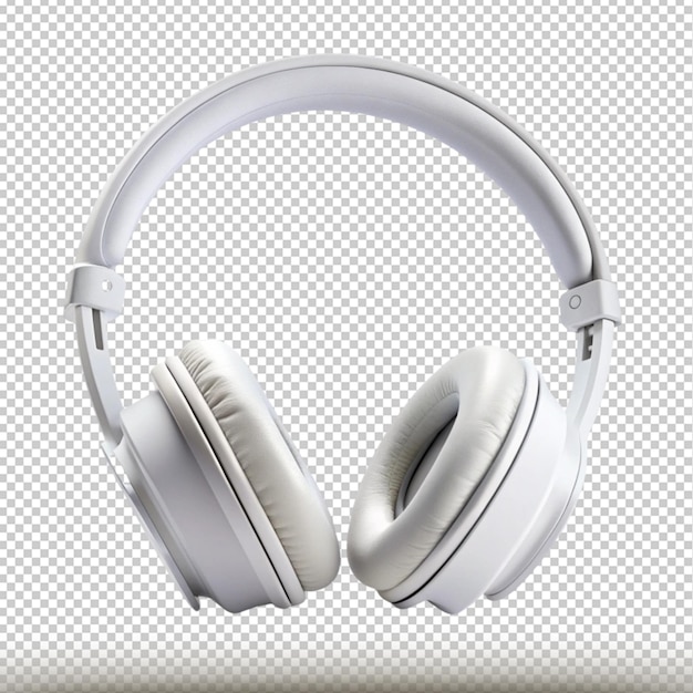 PSD a pair of white headphones with a silver band