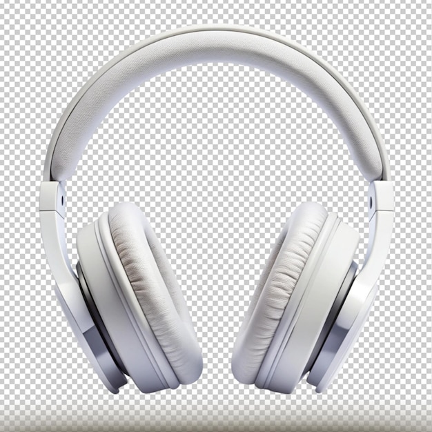 PSD a pair of white headphones with a silver band