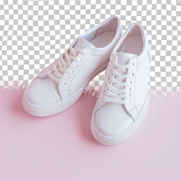 a pair of white shoes with white laces on the bottom