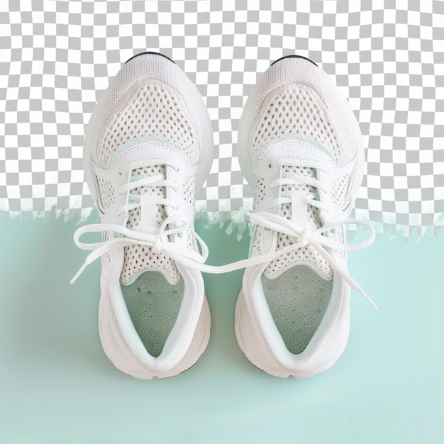 PSD a pair of white sneakers with a white lace on the bottom