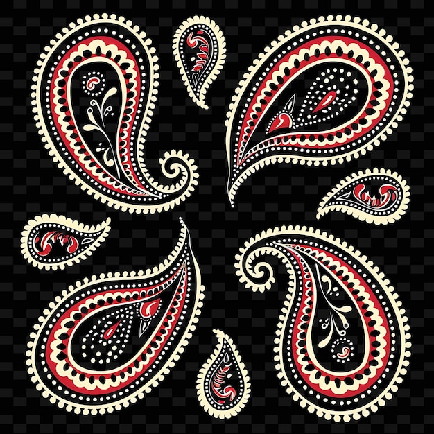 PSD paisley borderlines design with teardrop and curved decorati png unique stylized motifs designs