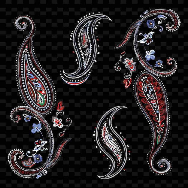 PSD paisley scrolls with stylized botanical elements borderline png unique stylized motifs designs