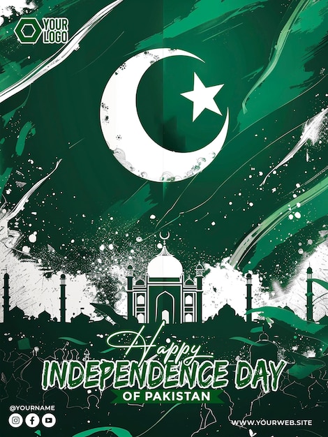 Pakistan independence day greeting poster celebration