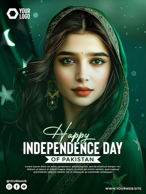 Pakistan independence day greeting poster celebration