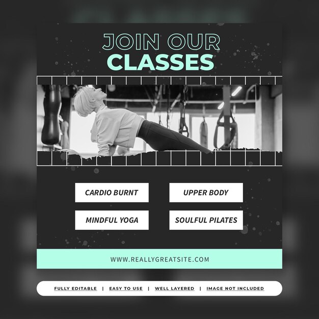 Pale turquoise modern urban gym and fitness instagram template