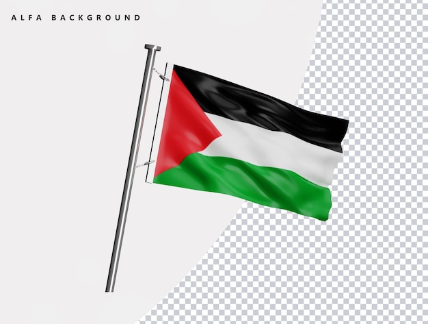 Palestine high quality flag in realistic 3d render