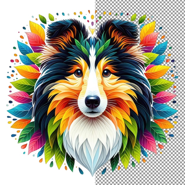 PSD palette of paws artistic dog face in png splendor